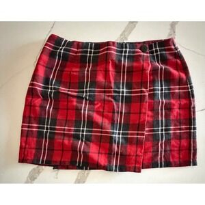 Strange Love Vintage Plaid Mini Skirt Red Black Tartan Wrap Style Size 11/12